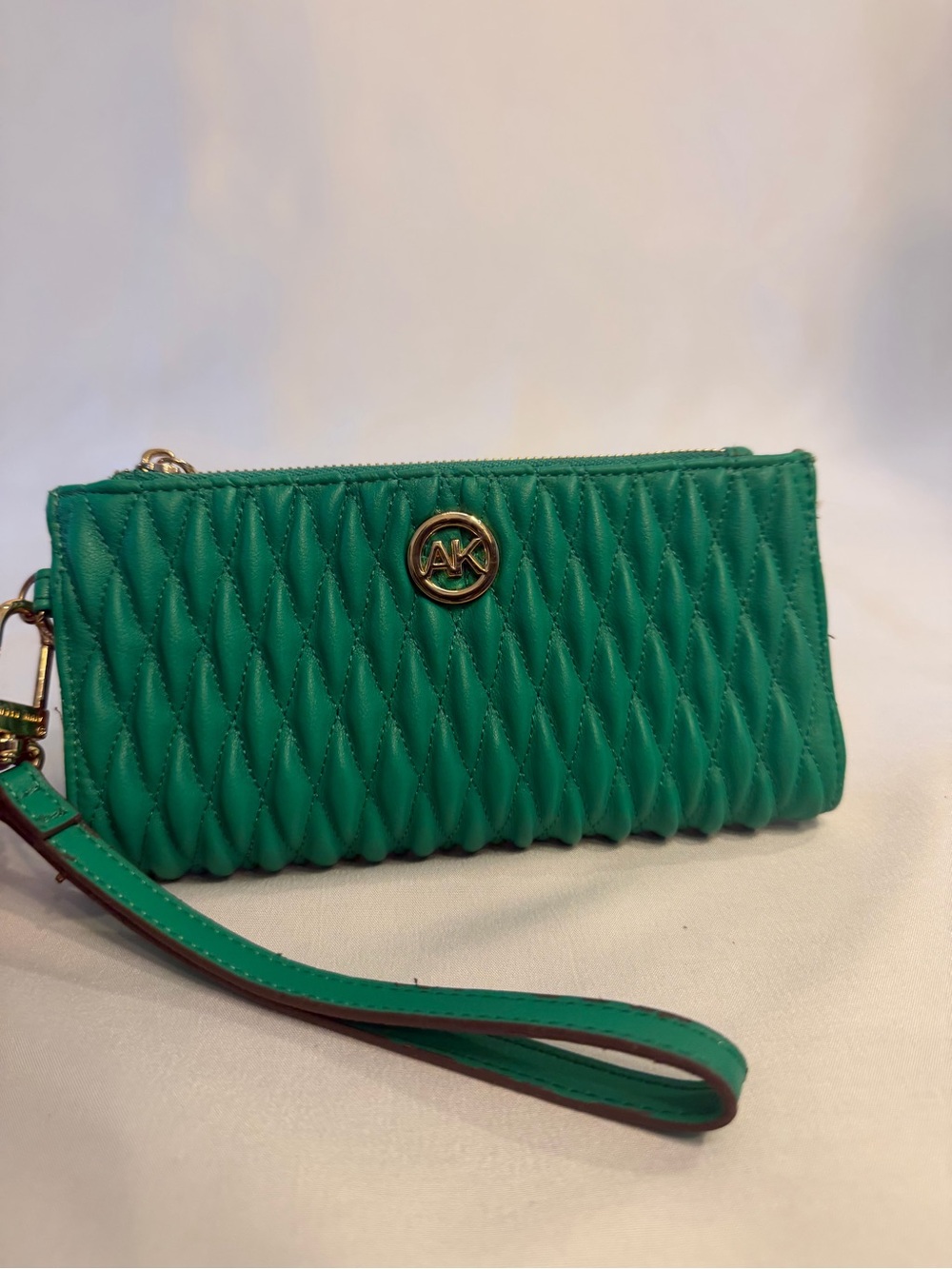 Michael Kors Green Quilted Wristlet Clutch